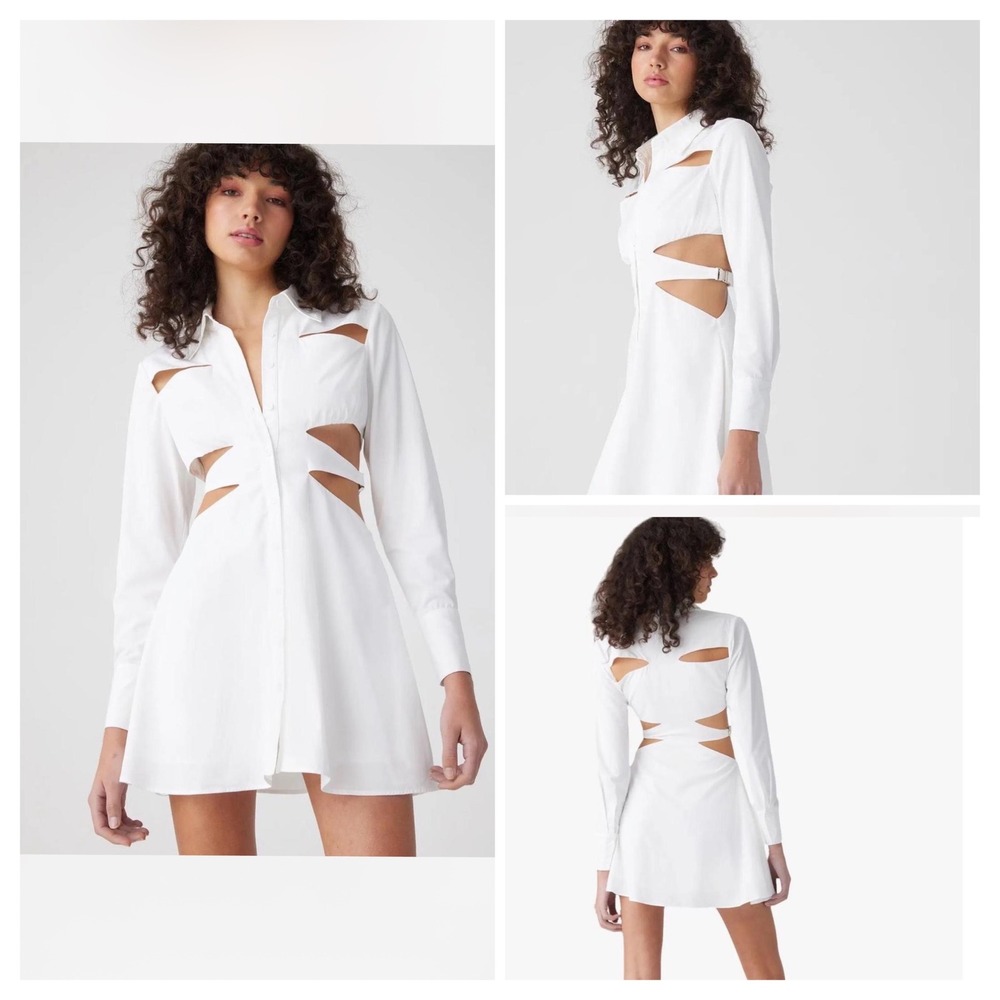 NWT ATOIR High Society Dress Women XS US 2 White Cutout Buckle Mini Shirt Dress